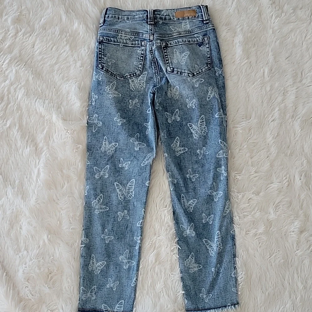 Justice Jeans Bundle 3 Pairs Girls Size 12 Slim Mini Mom Ombre Butterfly Tie Dye